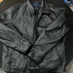 Black Bomber Jacket with Ribbed Cuffs and Waistband